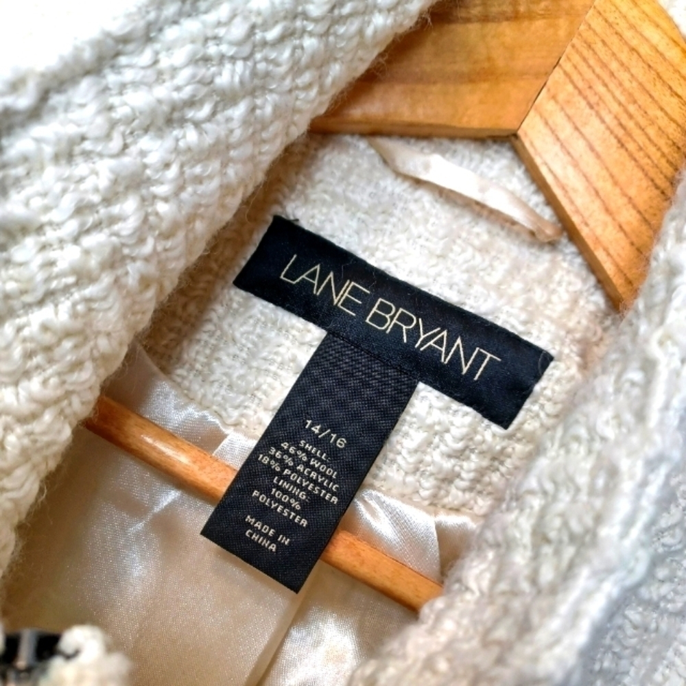 LANE Bryant Wool Blend High Collar Women's Jacket in Cream
